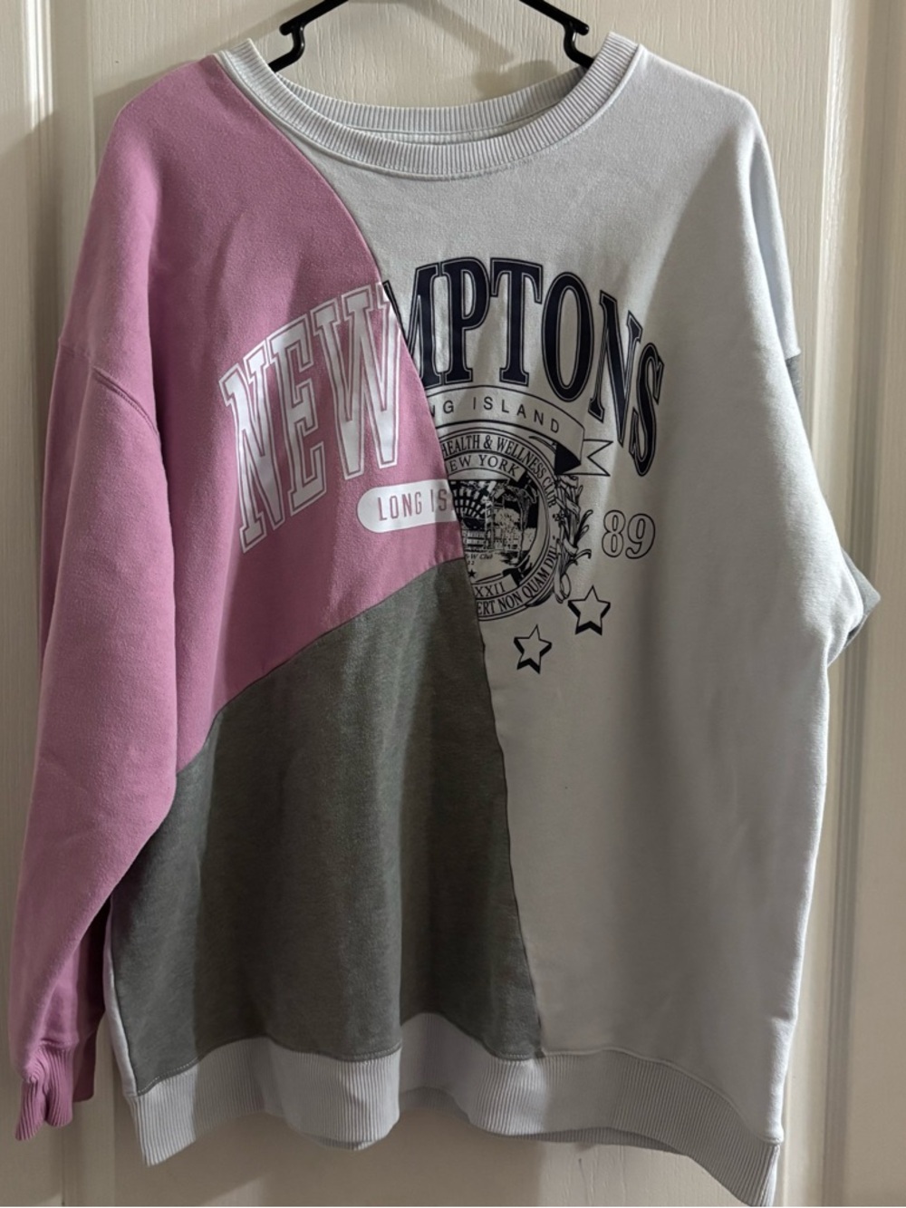 Hollister Colorblock New Hamptons Crewneck Sweatshirt - Pink, Gray, White
